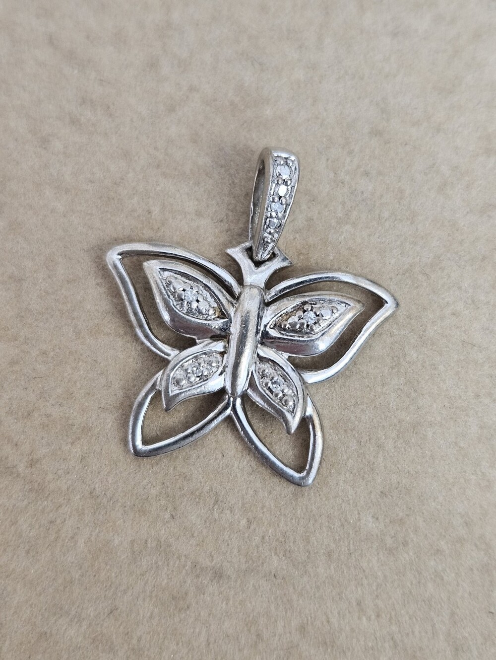 Diamond Sterling Silver Butterfly SAI 925 Pendant